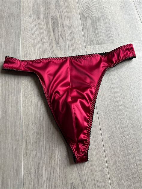 male red thong|Men's Red Satin Logo Thong .